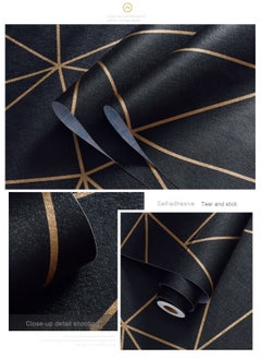 Anna 45cm x 10m home bedroom self-adhesive wallpaper and living room decoration waterproof 3D visual black gold wire wallpaper  - Image 3