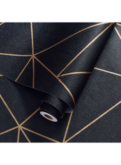 Anna 45cm x 10m home bedroom self-adhesive wallpaper and living room decoration waterproof 3D visual black gold wire wallpaper  - Image 1