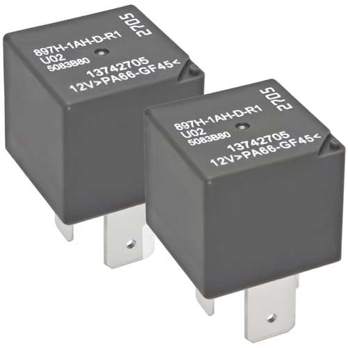 Casalytics Relay 897H-1AH-D-R1 U02 13742705 (Pack of 2), 12V 4Pins Plug in High Power Mini Automotive Relay - 12VDC 70A 13306943 - Image 1