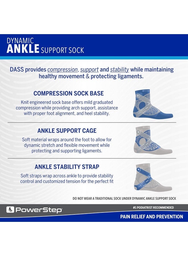 Powerstep Unisex's Dynamic Stability, Ankle Brace and Compression Sock, for Flexibility, Support and Injury Prevention, Black, Left Large
