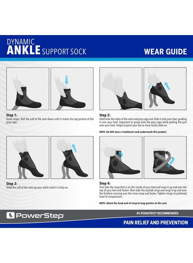 Powerstep Unisex's Dynamic Stability, Ankle Brace and Compression Sock, for Flexibility, Support and Injury Prevention, Black, Left Large