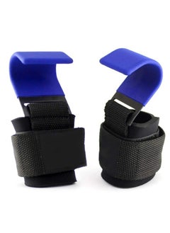 AROAQ Weight Lifting Training Grips Straps, Weight Lifting Hooks Grips With Wrist Wraps, Gym Reapers Lifting Wrist Straps For Weightlifting, Bodybuilding, Strength Training and Deadlifts, (Blue Hooks)  - Image 1