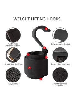 AROAQ Weight Lifting Training Grips Straps, Weight Lifting Hooks Grips With Wrist Wraps, Gym Reapers Lifting Wrist Straps For Weightlifting, Bodybuilding, Strength Training and Deadlifts, (Blue Hooks)  - Image 2