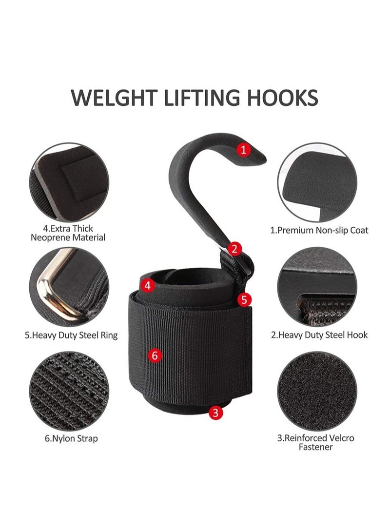 AROAQ Weight Lifting Training Grips Straps, Weight Lifting Hooks Grips With Wrist Wraps, Gym Reapers Lifting Wrist Straps For Weightlifting, Bodybuilding, Strength Training and Deadlifts, (Blue Hooks) - Image 2