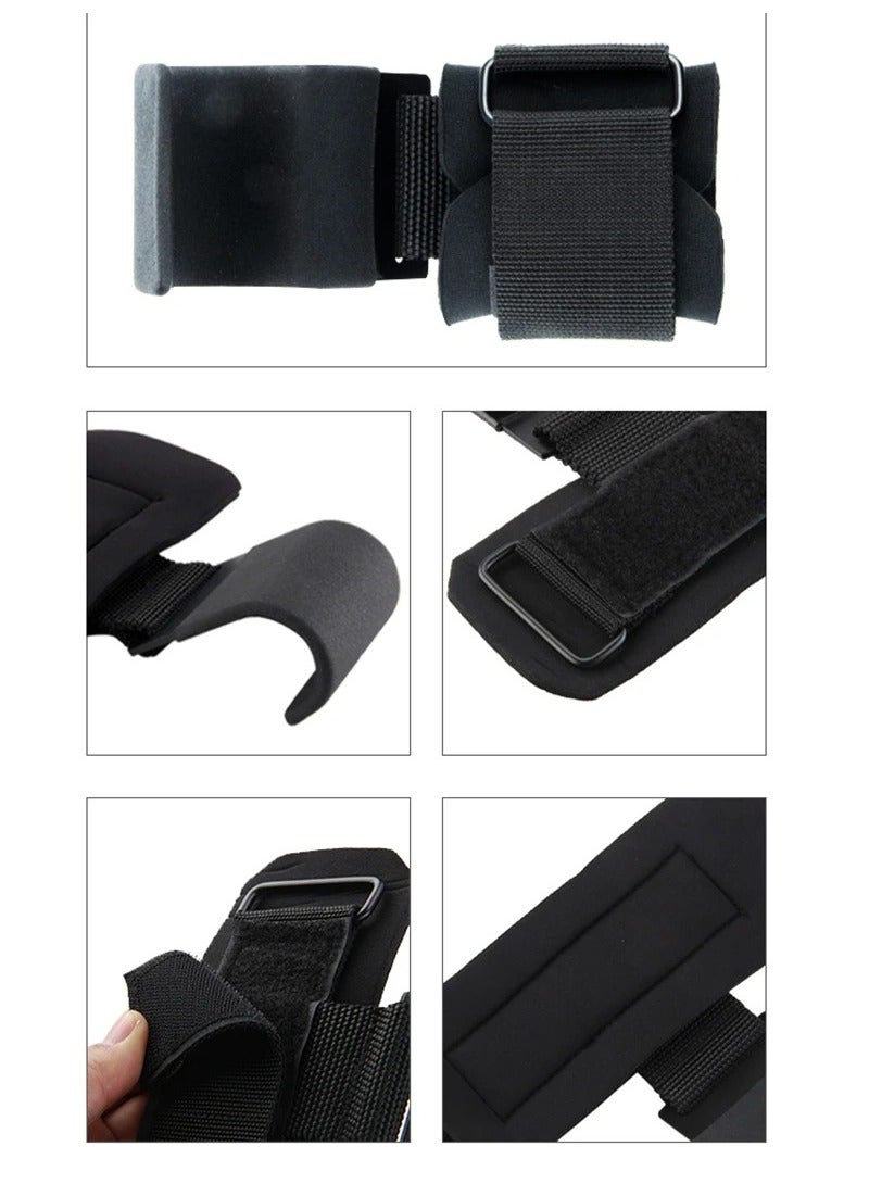 AROAQ Weight Lifting Training Grips Straps, Weight Lifting Hooks Grips With Wrist Wraps, Gym Reapers Lifting Wrist Straps For Weightlifting, Bodybuilding, Strength Training and Deadlifts, (Blue Hooks) - Image 5