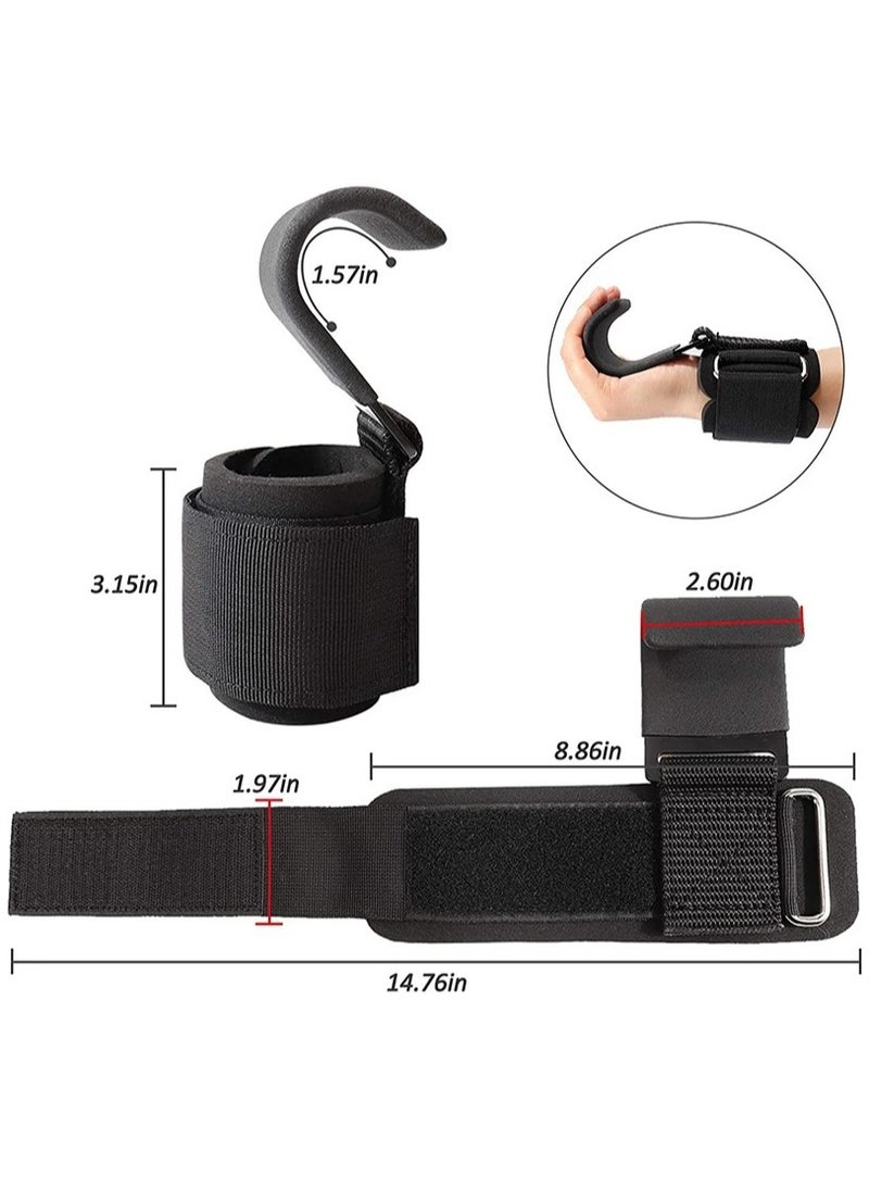 AROAQ Weight Lifting Training Grips Straps, Weight Lifting Hooks Grips With Wrist Wraps, Gym Reapers Lifting Wrist Straps For Weightlifting, Bodybuilding, Strength Training and Deadlifts, (Blue Hooks) - Image 3