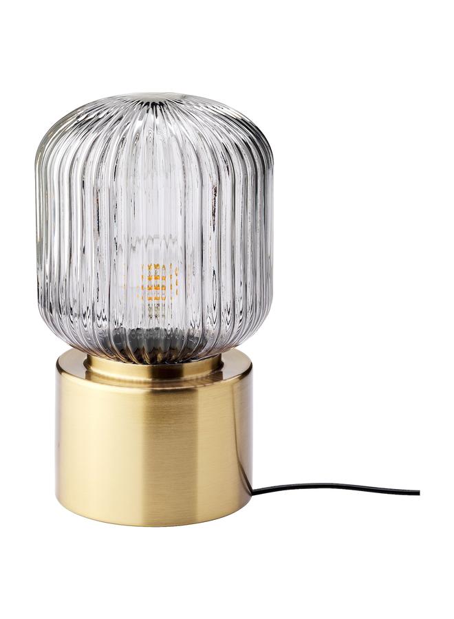 Zaboon Table Lamp, Brass/Grey Clear Glass, 28 Cm - Image 1