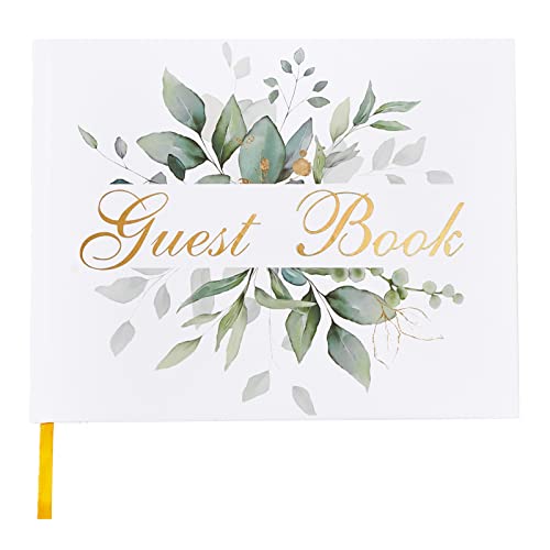 TRULIVA Wedding Guest Book - Guest Sign in Book - Wedding Reception Registry Book - Hard Cover, 7" x 9" (Eucalyptus Gold Foil, Book) - Image 1