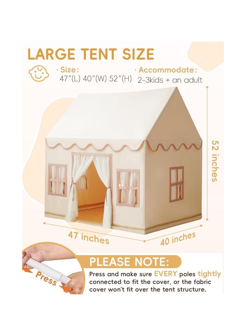BLOOMING TIME Large Kids Tent Playhouse Basic Mat with Star Lights, Flags and Tote Bags, Kids Play Tent Indoor & Outdoor, Washable Teepee Tent for Boys & Girls, Kids Play House for Toddler  - Image 2