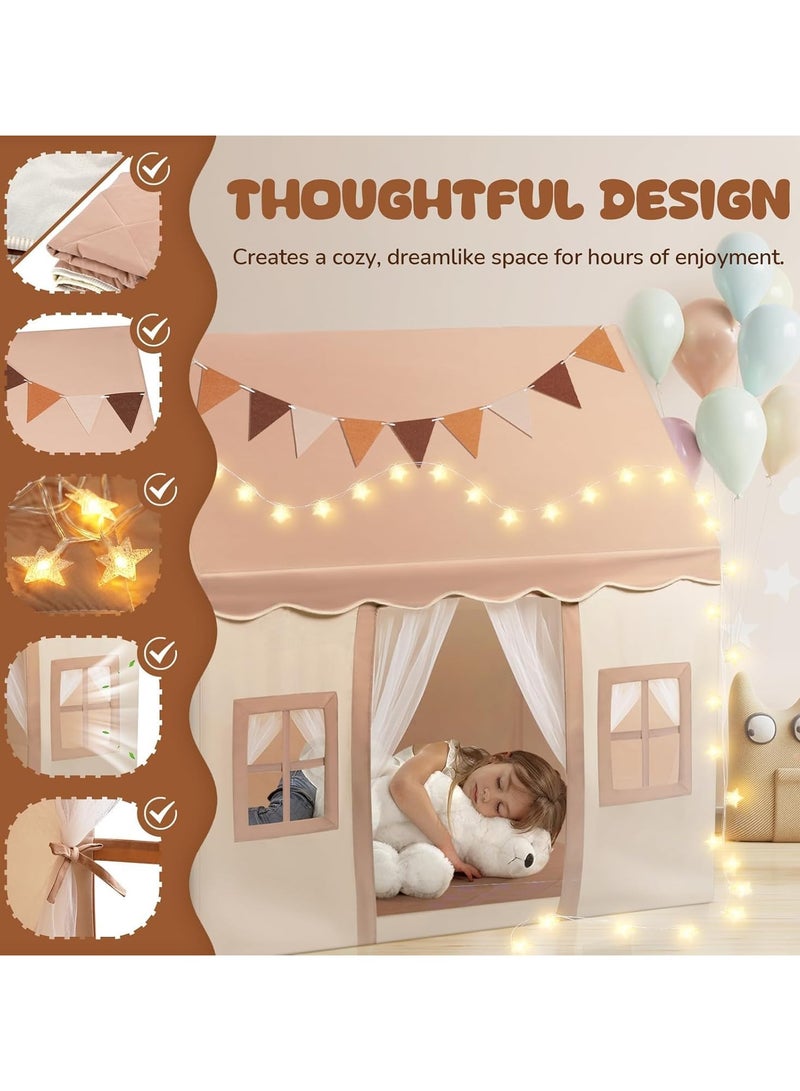 BLOOMING TIME Large Kids Tent Playhouse Basic Mat with Star Lights, Flags and Tote Bags, Kids Play Tent Indoor & Outdoor, Washable Teepee Tent for Boys & Girls, Kids Play House for Toddler  - Image 4