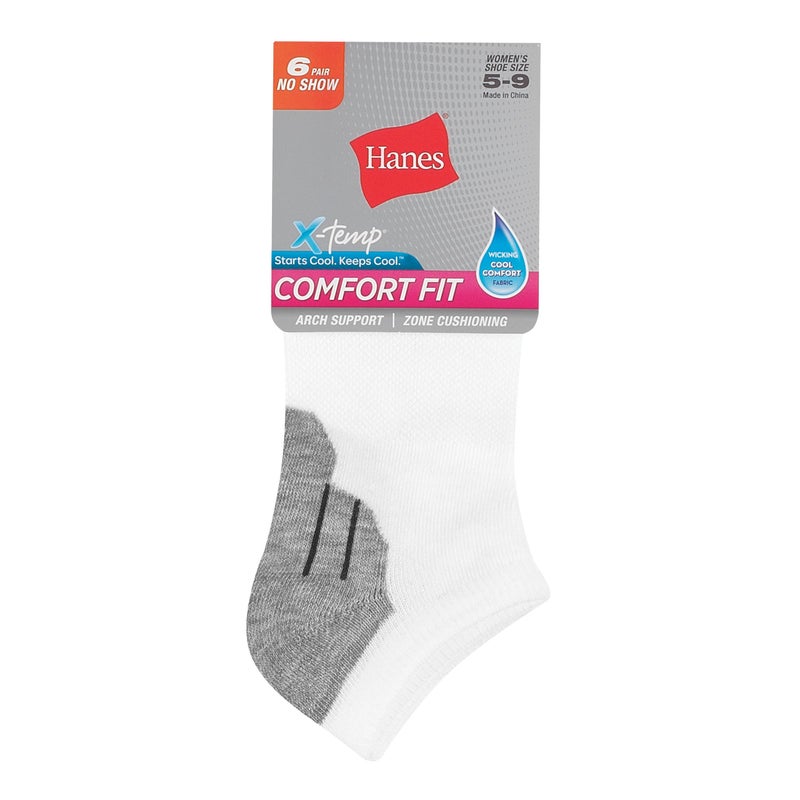 Hanes womens 6-pair Comfort Fit No Show athletic socks, White, 8 12 US - Image 2