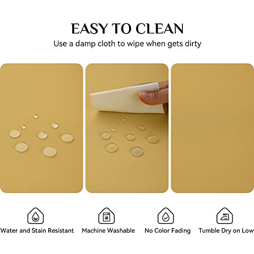 Softalker Round Tablecloth, Waterproof & Stain Resistant Table Cloth Wrinkle Free Fabric Washable 210GSM Polyester Table Cover for Dining/Party/Outdoor - 60 inch,Gold - Image 3