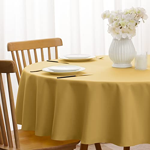 Softalker Round Tablecloth, Waterproof & Stain Resistant Table Cloth Wrinkle Free Fabric Washable 210GSM Polyester Table Cover for Dining/Party/Outdoor - 60 inch,Gold - Image 5