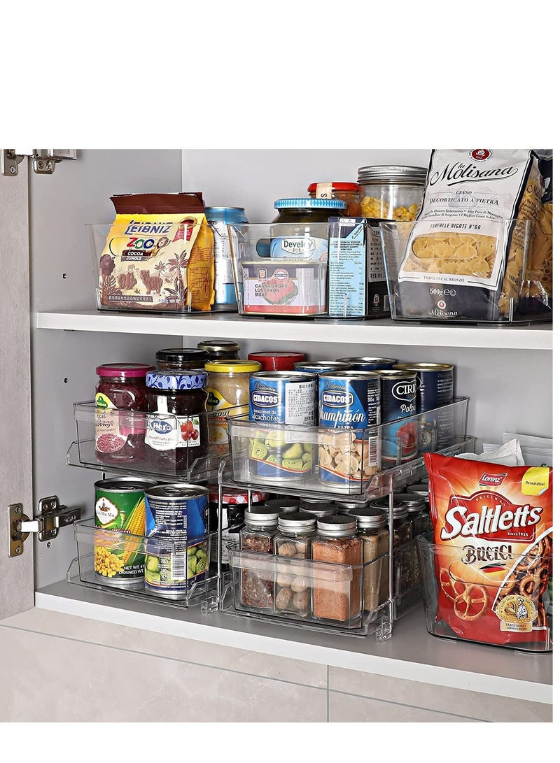 MIXDE منظم شفاف بطبقتين مع فواصل، حاوية تخزين قابلة للانزلاق متعددة الأغراض، صينية تنظيم طاولة تزيين الحمام، منظمة خزانة تحت المغسلة، صناديق تخزين مخزن المطبخ - Image 5