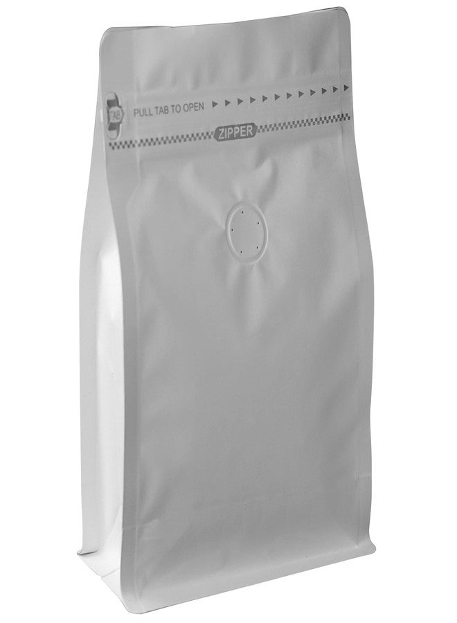 felipack 100 Count 12 Ounces White Kraft Paper Coffee Bags - High Barrier Aluminium Foil Liner - Flat Bottom Coffee Pouches with Degassing Valve, Food Storage Bags with Rsealable Zipper & Easy Open Tape (100pcs, 12oz/0.75lb) - Image 1