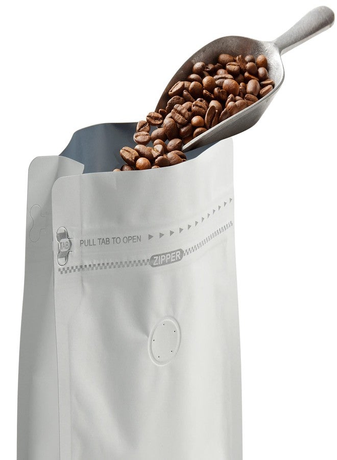 felipack 100 Count 12 Ounces White Kraft Paper Coffee Bags - High Barrier Aluminium Foil Liner - Flat Bottom Coffee Pouches with Degassing Valve, Food Storage Bags with Rsealable Zipper & Easy Open Tape (100pcs, 12oz/0.75lb) - Image 4