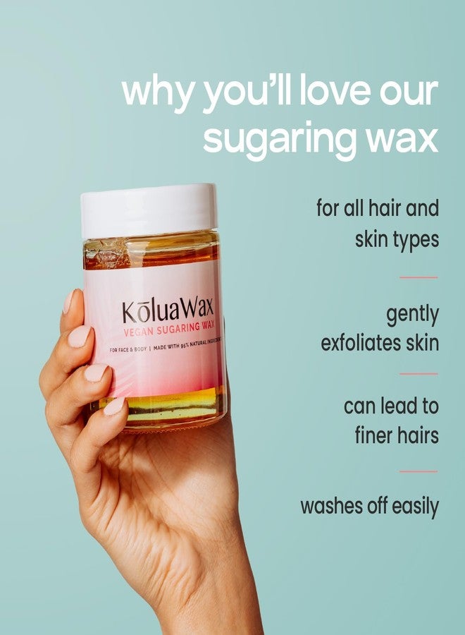 KoluaWax طقم شمع كولوواكس النباتي لإزالة الشعر للنساء والرجال - مناسب لجميع أنواع البشرة والشعر تحت الإبط، البيكيني، البرازيلية، الوجه والساقين - 12 أونصة مع 20 شريط قماش قابل لإعادة الاستخدام وملعقة - إزالة الشعر لبشرة ناعمة - Image 3