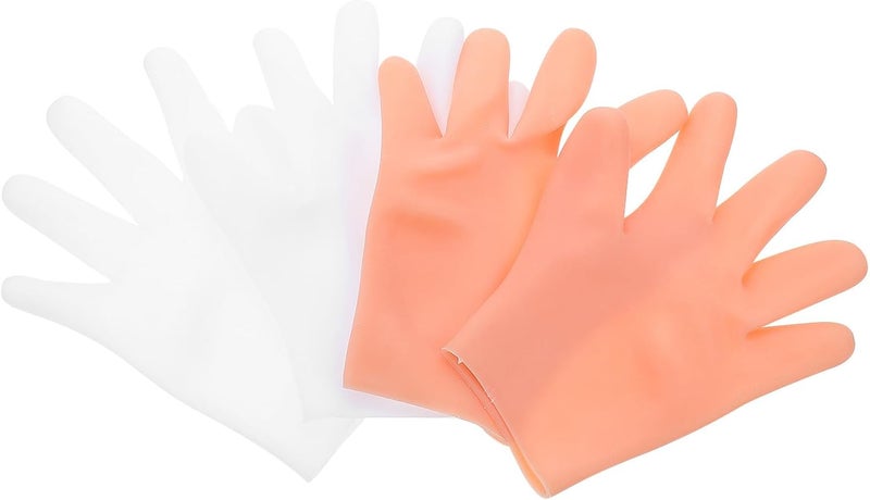Portable Lotion Gloves 2 Pairs Sunscreen Moisturizing Beauty Gloves for Dry Hands Soft Hydrating White and Nude for Hand Care - Image 1
