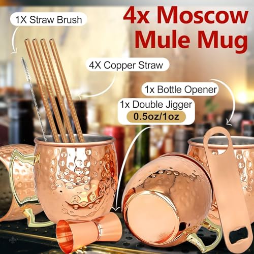 LINALL Moscow Mule Copper Mugs- Set of 4 Copper Plated Stainless Steel Mug 18oz, for Chilled Drinks (4 pcs) - Image 2