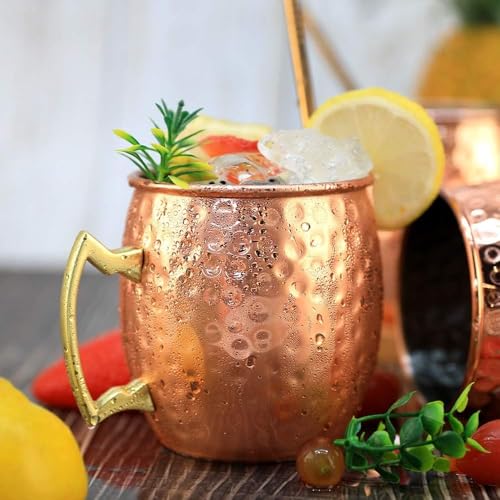 LINALL Moscow Mule Copper Mugs- Set of 4 Copper Plated Stainless Steel Mug 18oz, for Chilled Drinks (4 pcs) - Image 5