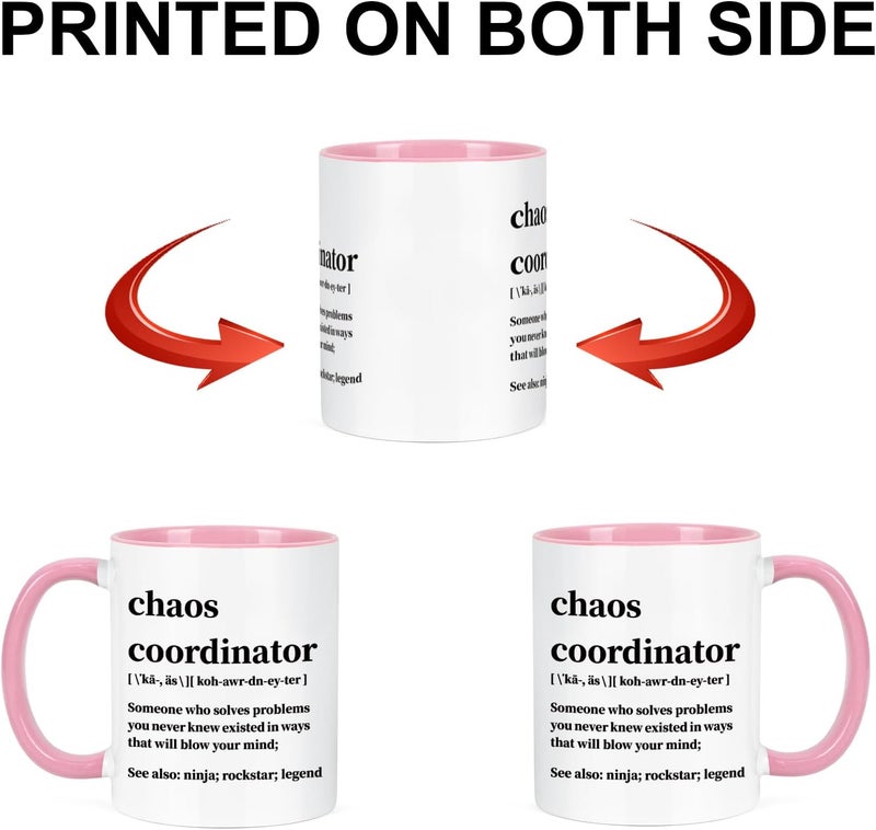 Cabtnca Chaos Coordinator Mug, 11Oz, Porcelain, Coffee Mug for Women Boss Teacher, Funny Work Gifts, Handmade, Microwave Safe, Dishwasher Safe - Image 5