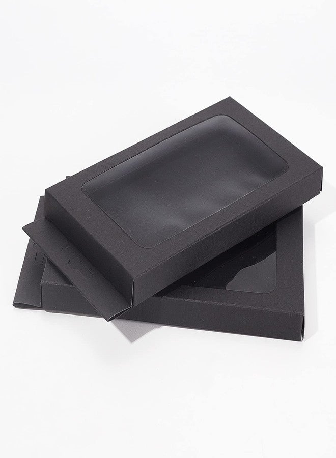 BENECREAT 20 Pack Kraft Paper Boxes with Clear Window 7x3.5x0.6" Black Gift Packaging Boxes for Bakery Cookies Cake Candy Wedding Party Favors - Image 4