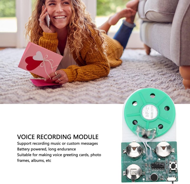 Yunseity Personalized Voice Recording, Battery Powered Sound Recording Module with Speaker, White Voice Greeting Card Album for Crafting, Clear Sound Output for Present Making - Image 2