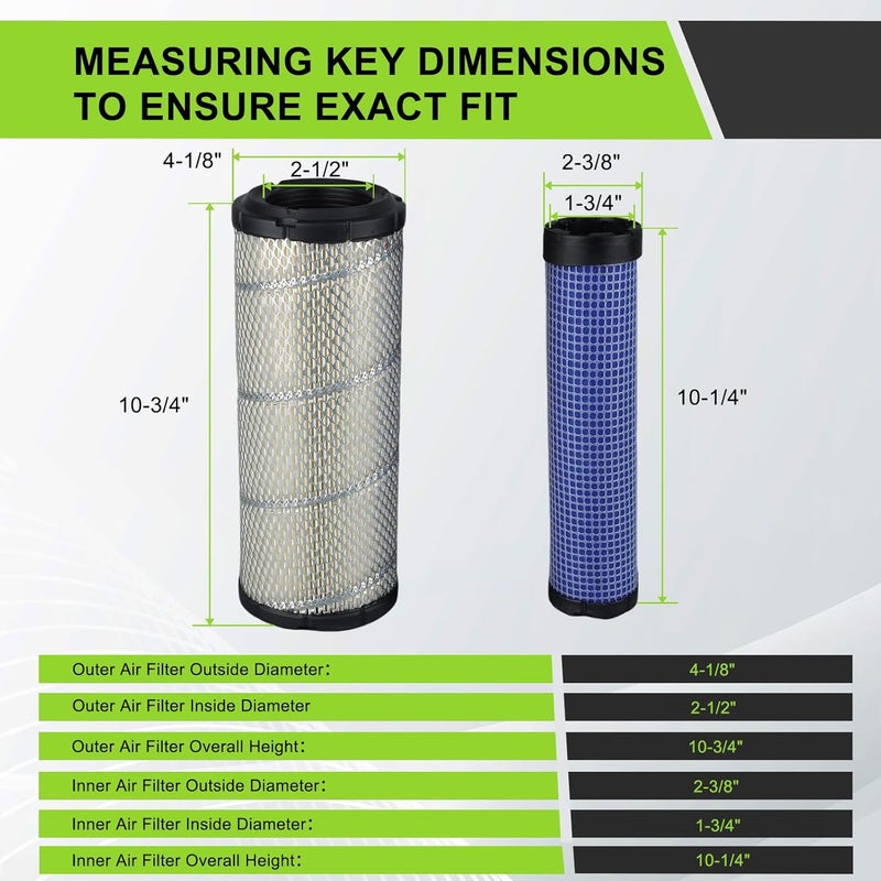 Harbot M131802 Outer Air Filter with M131803 Inner Filter for John Deere 2305 2320 110 1435 1420 1445 1545 1565 - Image 3