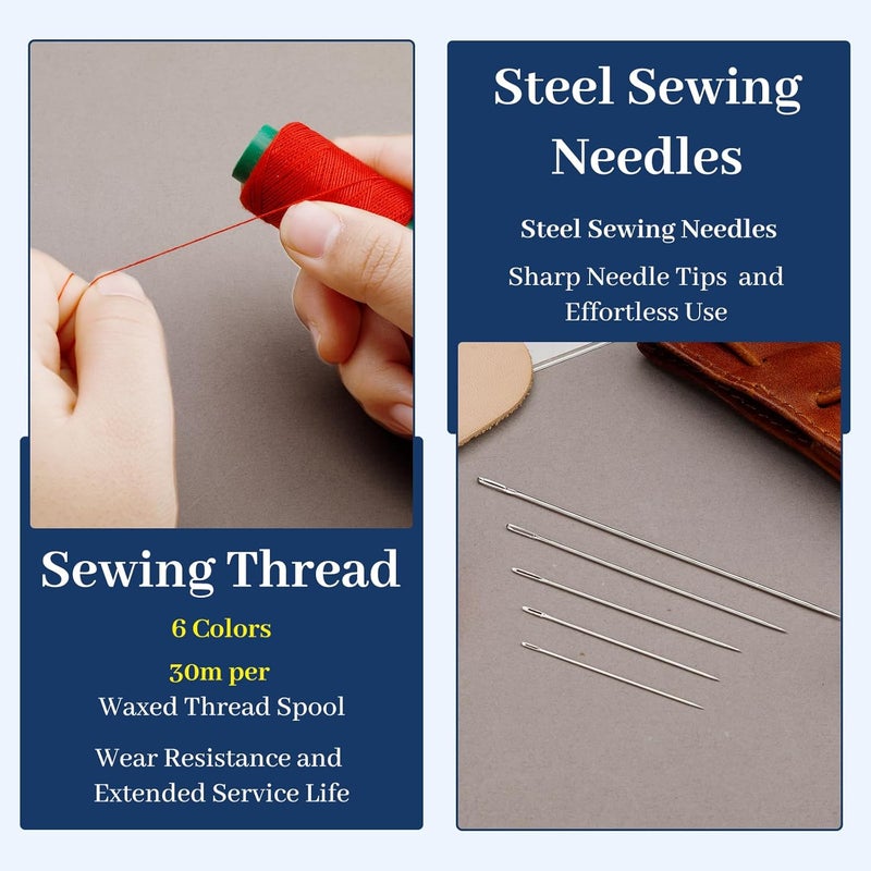 SUVSOON 40 Pcs Sewing Kit, Stainless Steel Sewing Needles Set, Needle and Thread kit with 6-Color Sewing Thread, Thimbles, Storage Bag, Seam Rippers for Repair Clothing, DIY Crafts - Image 5