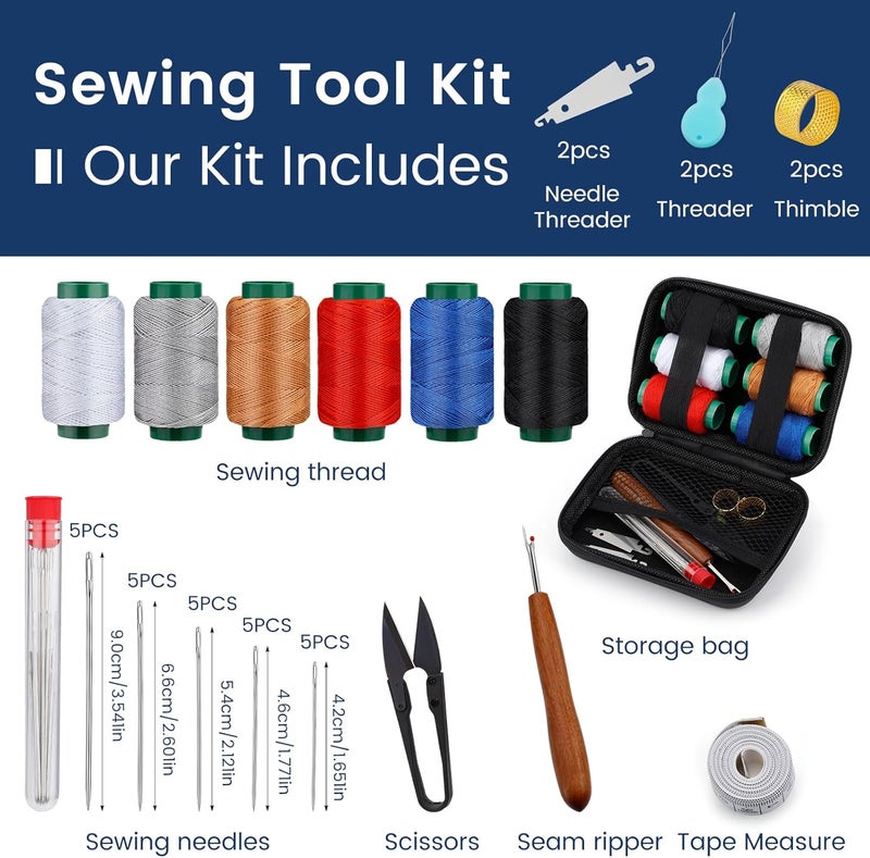 SUVSOON 40 Pcs Sewing Kit, Stainless Steel Sewing Needles Set, Needle and Thread kit with 6-Color Sewing Thread, Thimbles, Storage Bag, Seam Rippers for Repair Clothing, DIY Crafts - Image 2