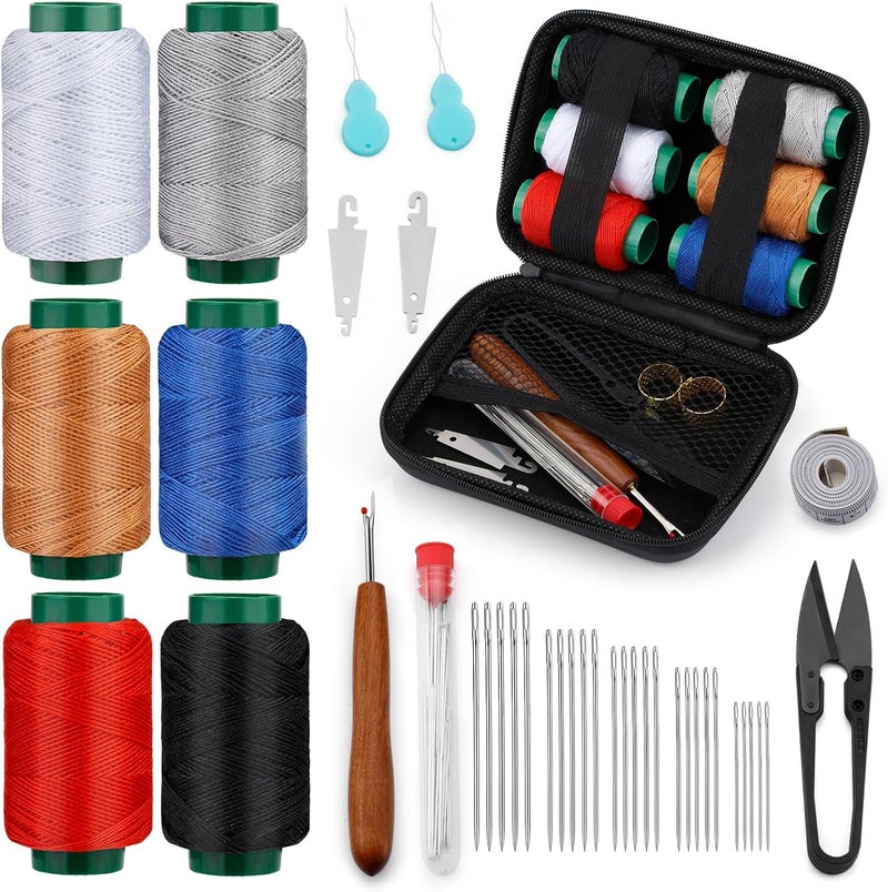 SUVSOON 40 Pcs Sewing Kit, Stainless Steel Sewing Needles Set, Needle and Thread kit with 6-Color Sewing Thread, Thimbles, Storage Bag, Seam Rippers for Repair Clothing, DIY Crafts - Image 1
