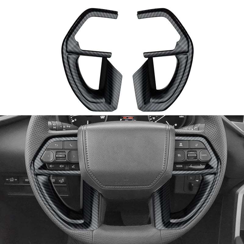INTGET 2PCS Steering Wheel Cover for 2022 2023 2024 2025 Toyota Tundra Accessories Carbon Fiber Steering Wheel Protector Trim Interior for Toyota Sequoia Accessories 2023 2024 2025
