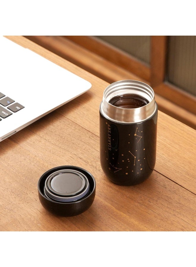 7 oz Starry Sky Thermal Water Bottle with 304 Stainless Steel Vacuum Insulation and Leakproof Design, Black - Image 5