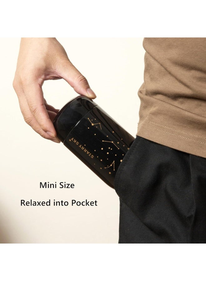 7 oz Starry Sky Thermal Water Bottle with 304 Stainless Steel Vacuum Insulation and Leakproof Design, Black - Image 4