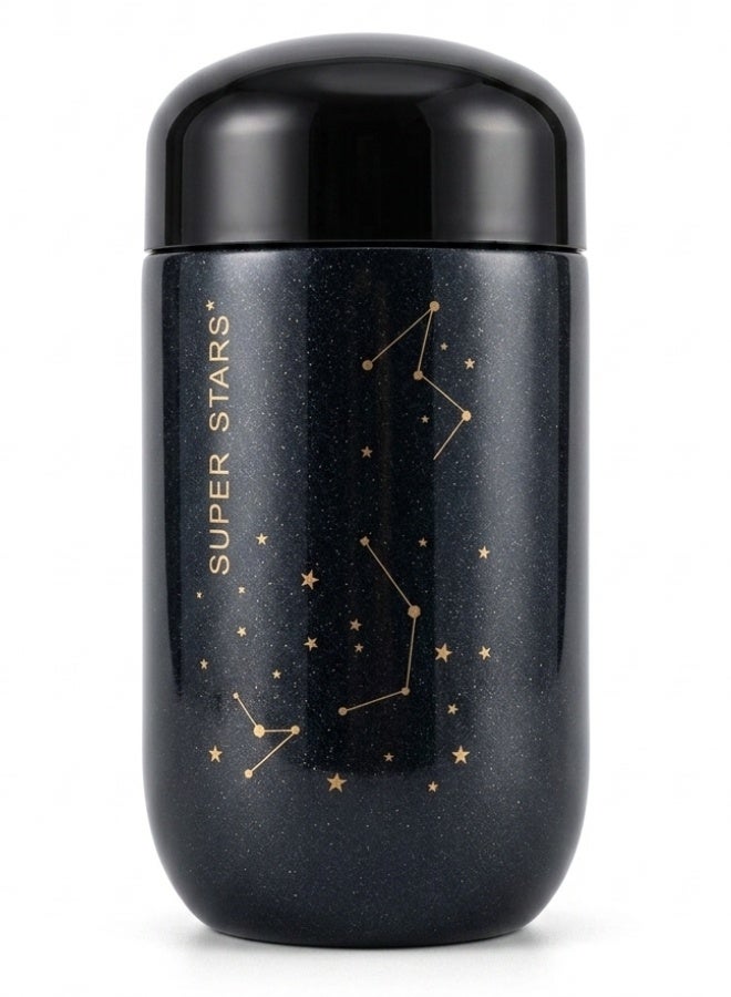 7 oz Starry Sky Thermal Water Bottle with 304 Stainless Steel Vacuum Insulation and Leakproof Design, Black - Image 1