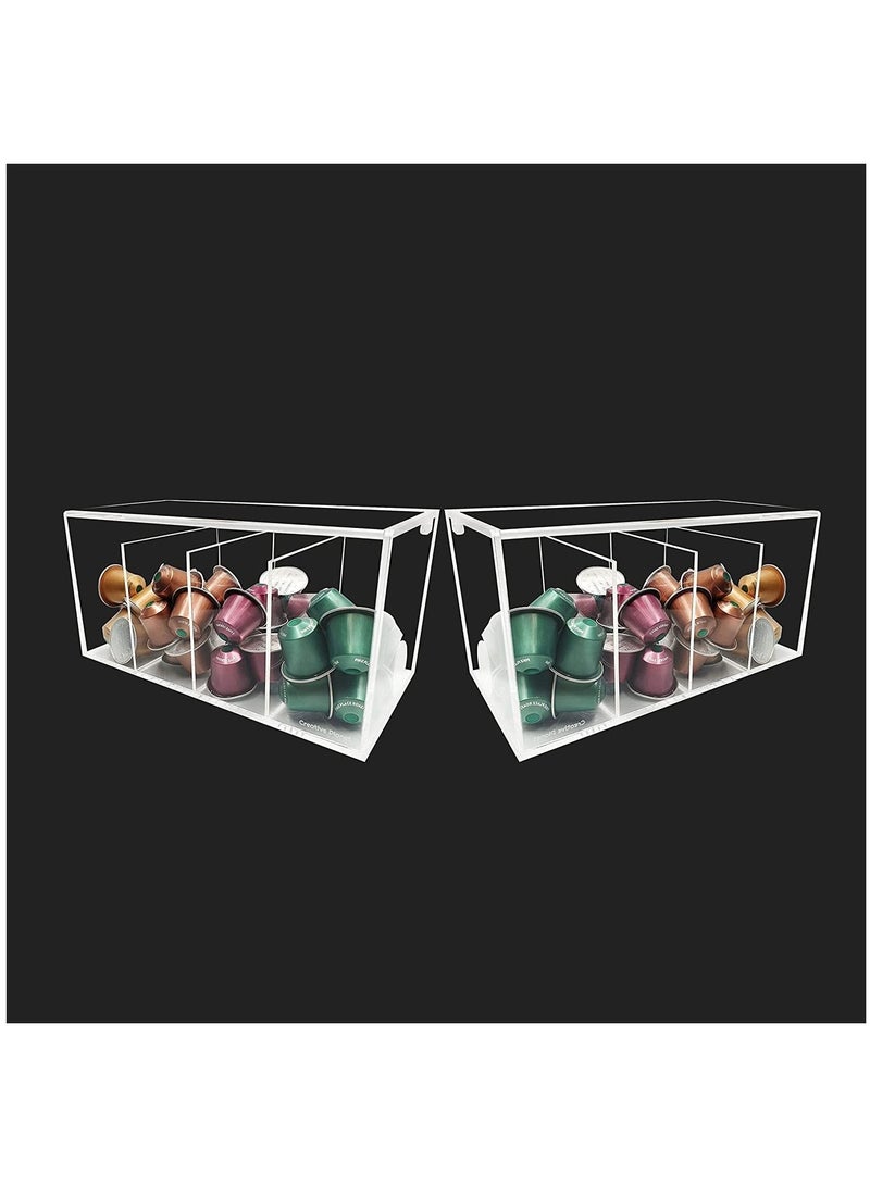 Creative Planet Creative Planet Nespresso Coffee Pod Capsule Holder, Acrylic Kitchen Organizer 4 Compartments with Hinge Lid. Perfect Storage Box (Pack of 2)  - Image 1