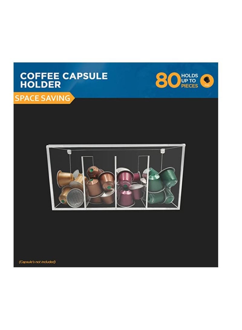 Creative Planet Creative Planet Nespresso Coffee Pod Capsule Holder, Acrylic Kitchen Organizer 4 Compartments with Hinge Lid. Perfect Storage Box (Pack of 2)  - Image 2