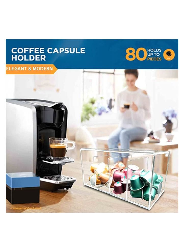 Creative Planet Creative Planet Nespresso Coffee Pod Capsule Holder, Acrylic Kitchen Organizer 4 Compartments with Hinge Lid. Perfect Storage Box (Pack of 2)  - Image 3