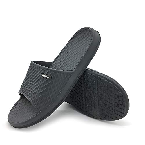 FUNKYMONKEY Mens Bathroom Shower Slippers Indoor Home Beach Non Slip Sandal (10 M US, Grey) - Image 1