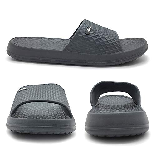 FUNKYMONKEY Mens Bathroom Shower Slippers Indoor Home Beach Non Slip Sandal (10 M US, Grey) - Image 2