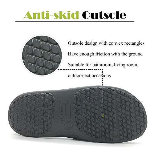 FUNKYMONKEY Mens Bathroom Shower Slippers Indoor Home Beach Non Slip Sandal (10 M US, Grey) - Image 4