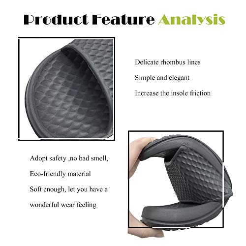 FUNKYMONKEY Mens Bathroom Shower Slippers Indoor Home Beach Non Slip Sandal (10 M US, Grey) - Image 3