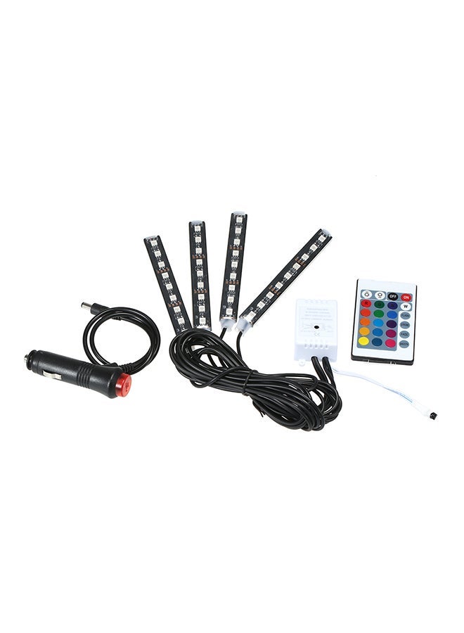 أضواء شريط LED ملونة للسيارة 4 في 1 لتزيين الأجواء الداخلية وأرضية البار مع جهاز تحكم عن بعد 12 فولت - Image 1