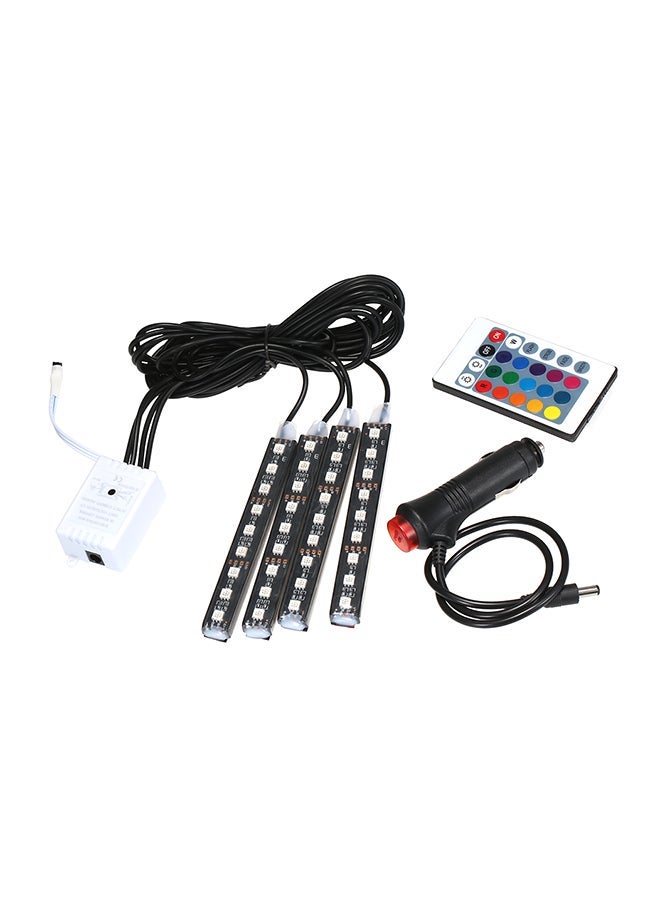 أضواء شريط LED ملونة للسيارة 4 في 1 لتزيين الأجواء الداخلية وأرضية البار مع جهاز تحكم عن بعد 12 فولت - Image 2