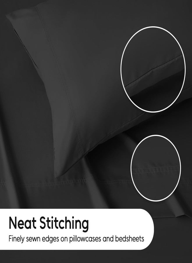 LONAVA Full Sheet Set 4 Pieces, Ultra Soft & Breathable Microbifer Sheets, 1600 Thread Count Hotel Luxury Oeko-Tex Bedding, 14-16 Inch Deep Pocket Durable Wrinkle Free Bedsheets, Black - Image 3