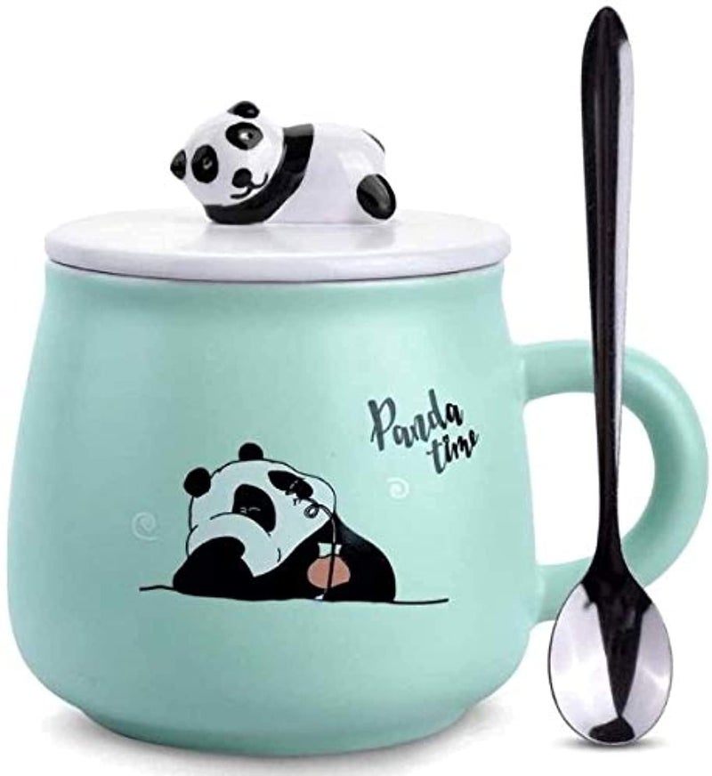 Mockery Funny Coffee Mug, Cute Ceramic Panda Mugs, Lovely Animal Tea Cups with 3D Panda Lid and Spoon, Best Gifts for Women, Mom, Kids, Family, Brothers and Friends (1PCS, 400ML) - Image 1