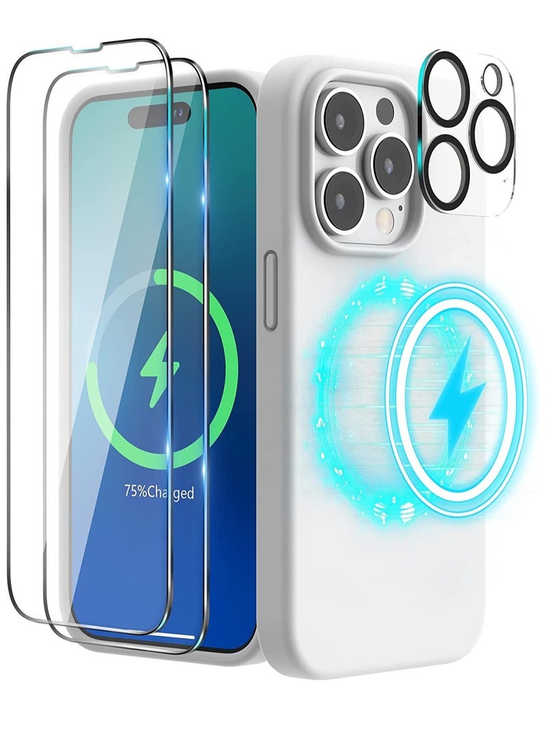 ELTRAZONE Magnetic Case Designed for iPhone 14 Pro Max Case 6.7 inch (2022), Compatible with MagSafe, Liquid Silicone Phone Case for iPhone 14 Pro Max, White - Image 1