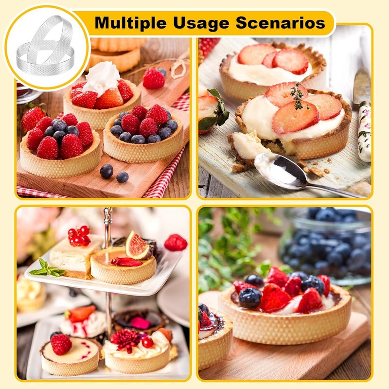 Hoadoek 10 Piezas de Anillos de Tarta Circulares con Agujeros de Acero Inoxidable Pastel de Frutas Quiches Molde de Mousse de Pastel Molde para Hornear de Cocina 10Cm - Image 3