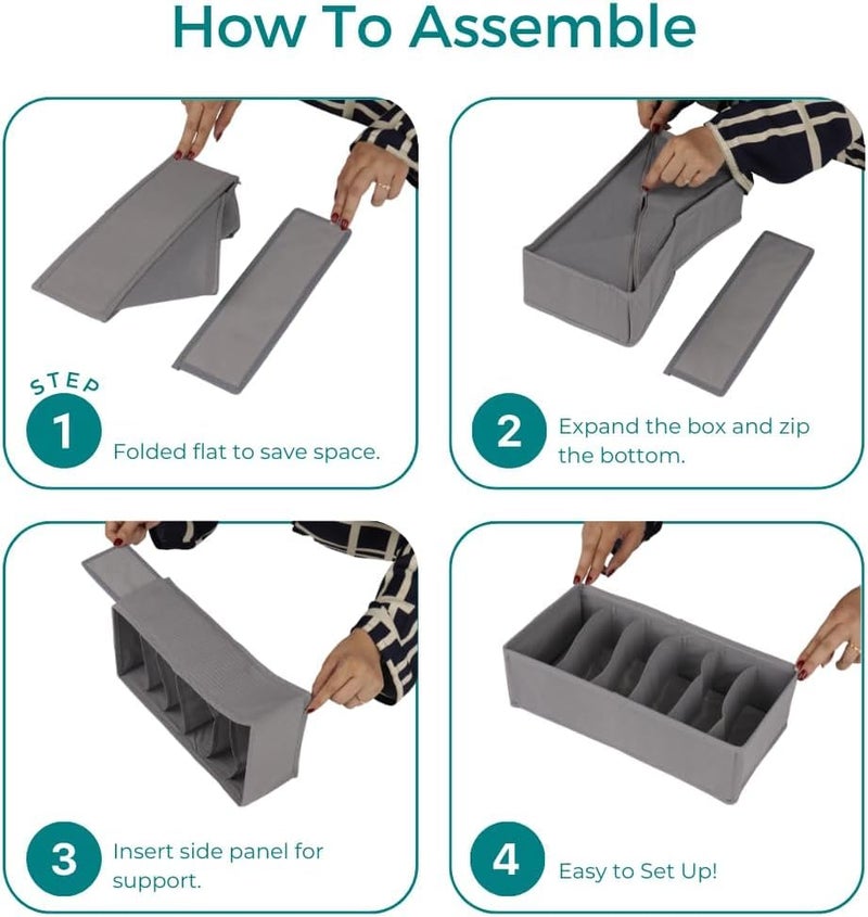 JD FRESH JD FRESH NonWoven 4 PCs Wardrobe Organizer For Clothes Cloth Organizer For Wardrobe Innerwear Undergarments Organizer For Women Wardrobe Shirt Pant Tshirt Dress Organizer Clothing Grey  - Image 5
