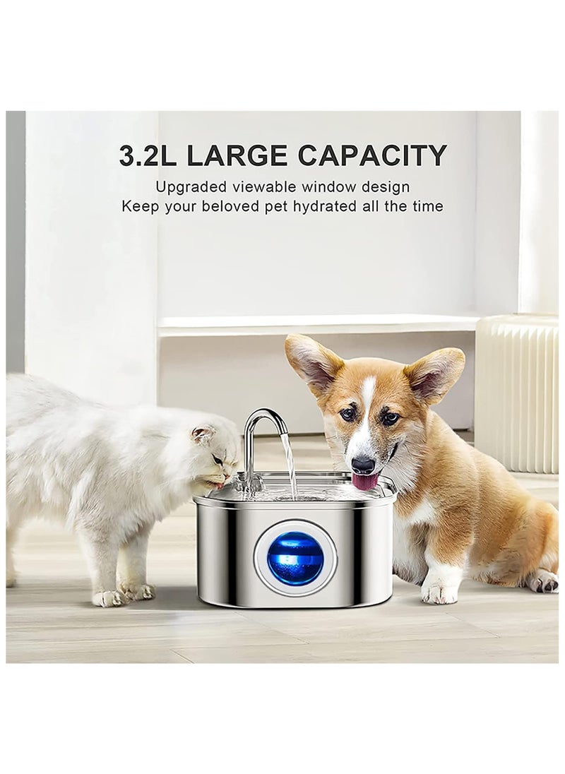 Generic Cat Water Fountain,Stainless Steel Pet Fountain with Quiet Pump,3.2L/108oz Large Capacity Pet Water Dispenser Suitable for Indoor Use  - Image 2